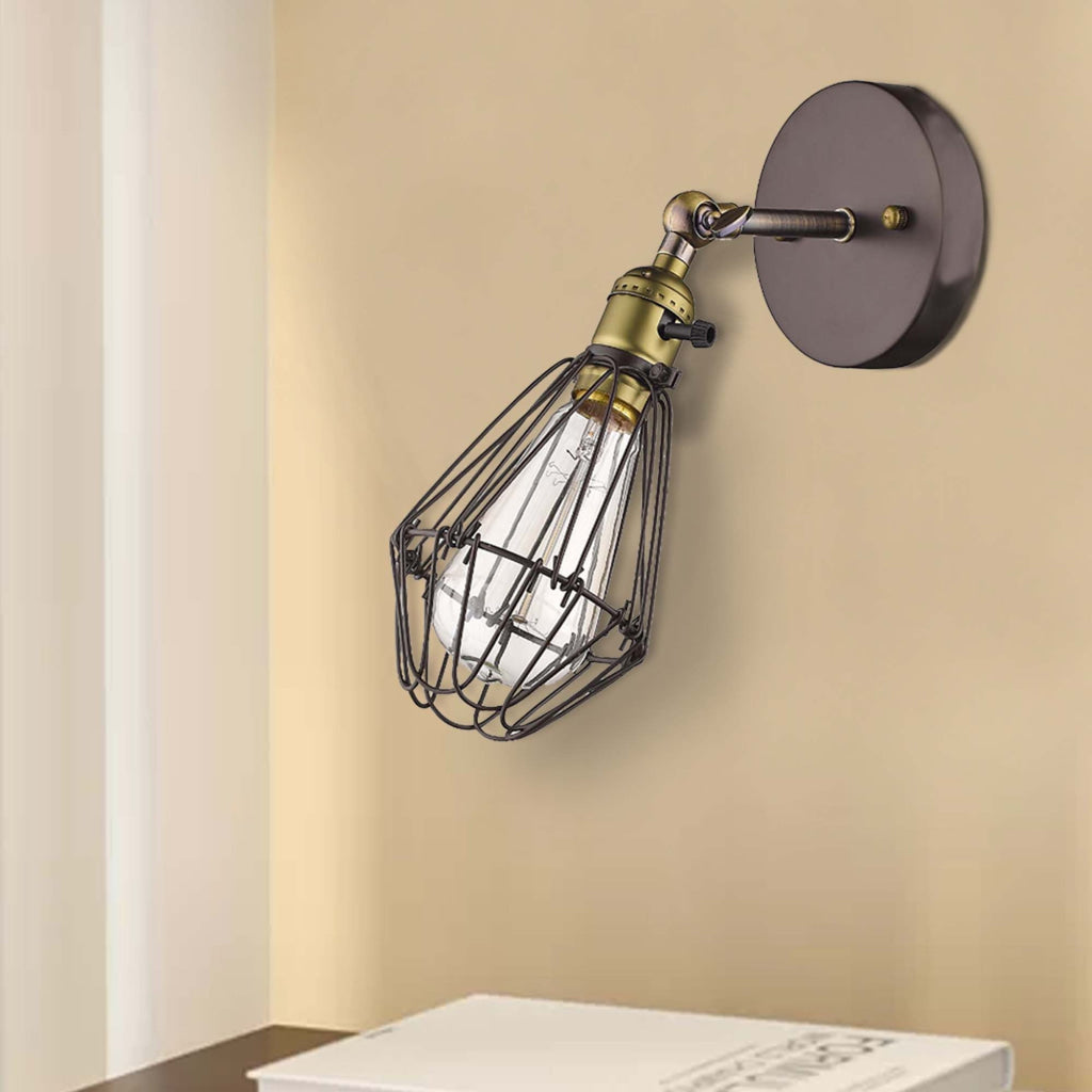 60 Watt Bulb Open Design Metal Frame Wall Sconce, Bronze