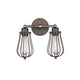 12 Inches 2 Light Metal Wall Sconce with Caged Shade, Bronze