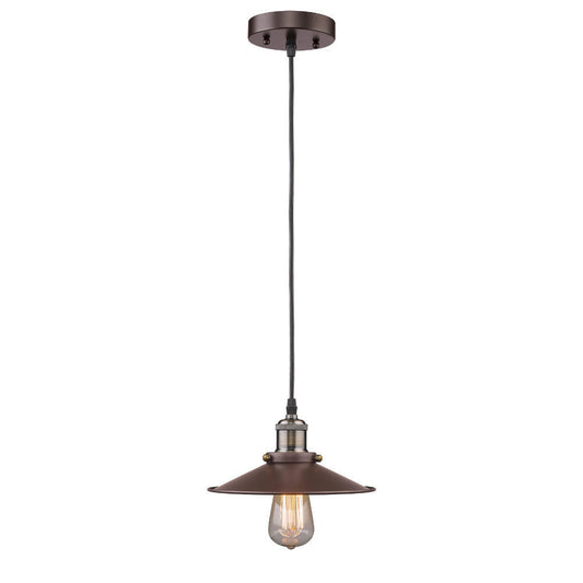 60 Watt Bulb Metal Shade Pendant Light with Hanging Cord, Bronze