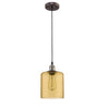 IRONCLAD Industrial-style 1 Light Rubbed Bronze Amber Glass Ceiling Mini Pendant