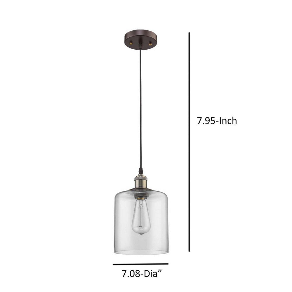 7 Inch Glass Shade Metal Pendant Light with Edison Bulb Bronze CHL-CH58013CL07-DP1