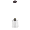 7 Inch Glass Shade Metal Pendant Light with Edison Bulb, Bronze