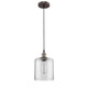 7 Inch Glass Shade Metal Pendant Light with Edison Bulb, Bronze