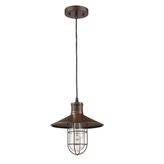 IRONCLAD Industrial-style 1 Light Rubbed Bronze Ceiling Mini Pendant 11" Shade