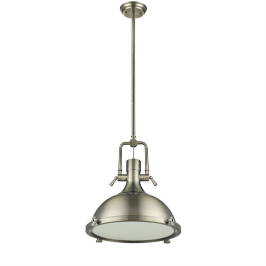 IRONCLAD Industrial-style 1 Light Antique Brass Ceiling Mini Pendant 18" Shade
