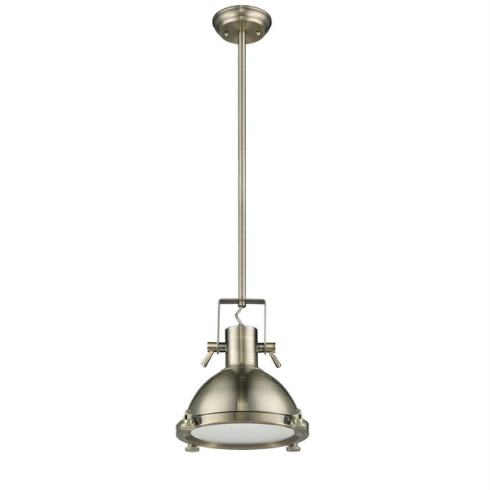 IRONCLAD Industrial-style 1 Light Antique Brass Ceiling Mini Pendant 13" Shade