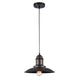 Round Molded Steel Shade Pendant Light with Edison Bulb, Bronze