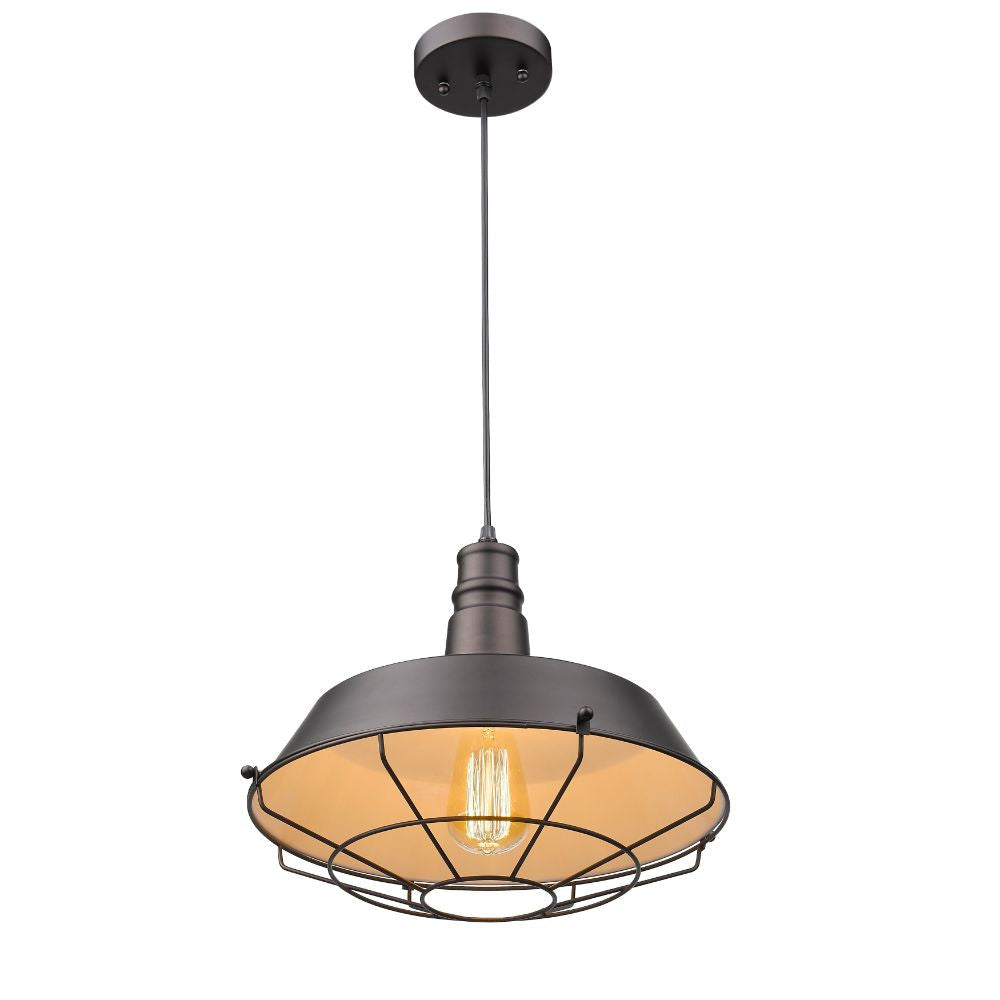 60 Watt Metal Pendant Light with Grill Design, Black