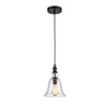 60 Watt Pendant Light with Metal Body and Glass Shade, Bronze and Clear