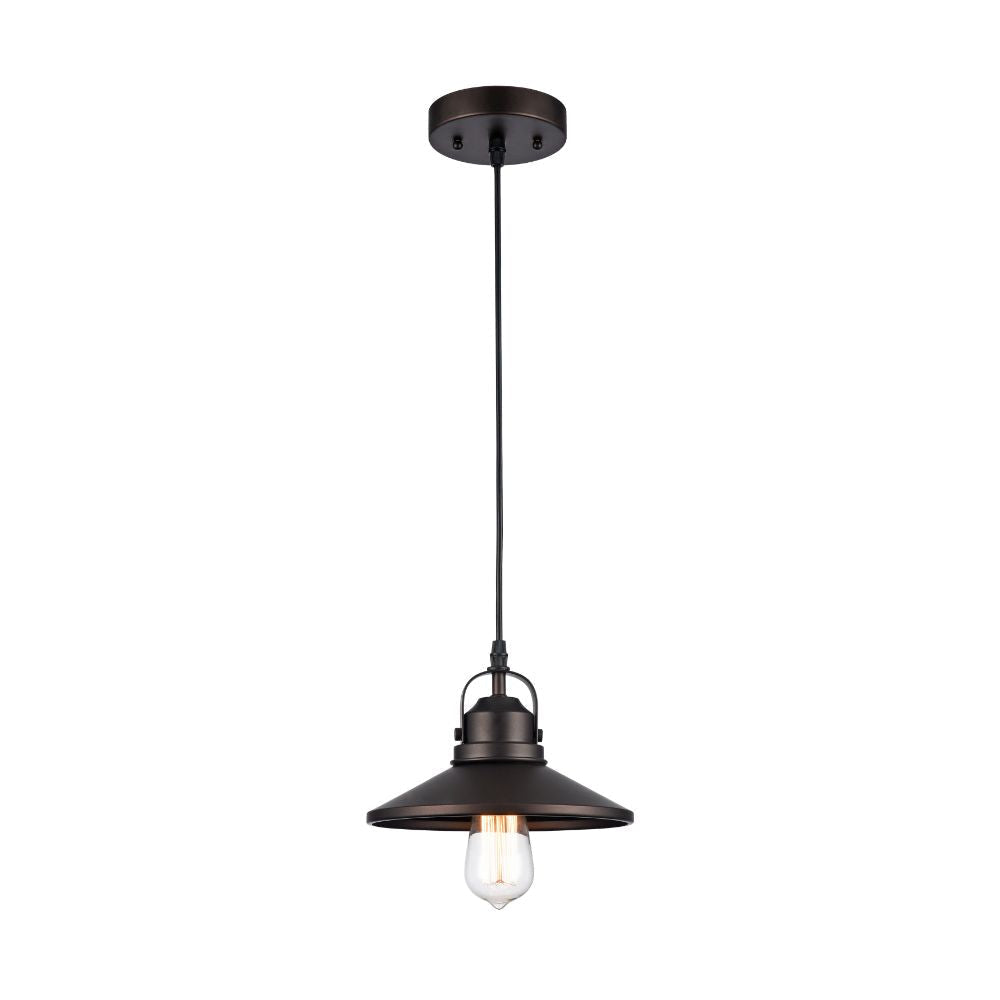 IRONCLAD Industrial-style 1 Light Rubbed Bronze Ceiling Mini Pendant 9" Shade