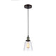 60 Watt Pendant Light with Metal Body and Glass Shade, Black and Clear