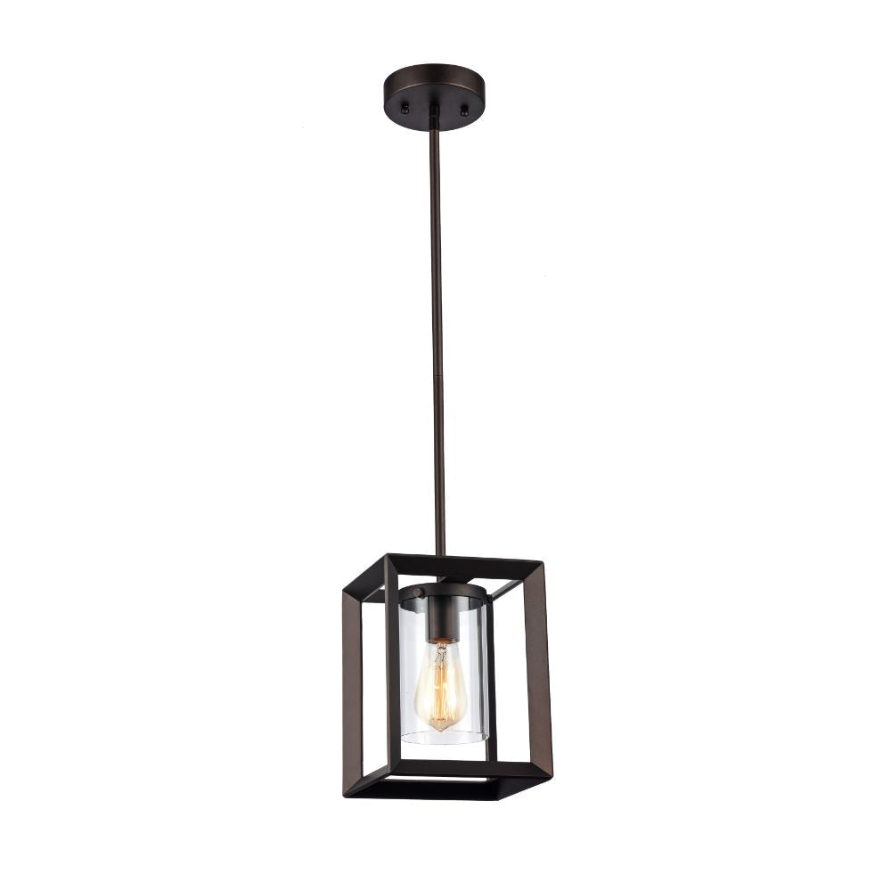 IRONCLAD Industrial-style 1 Light Rubbed Bronze Ceiling Mini Pendant 7" Shade
