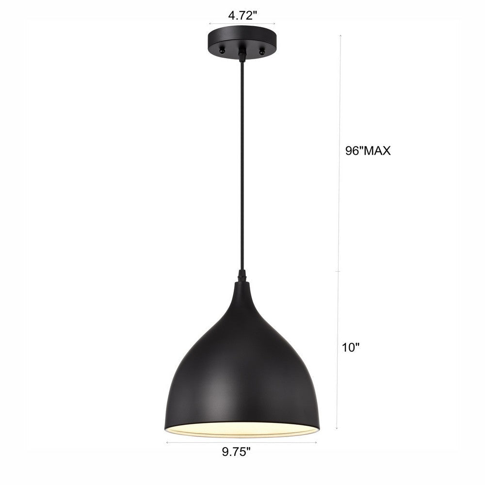 Chloe Lighting Walter Industrial 1 Light Textured Black Mini Pendant Ceiling Fixture 10’’ Wide CHL-CH58070BK10-DP1