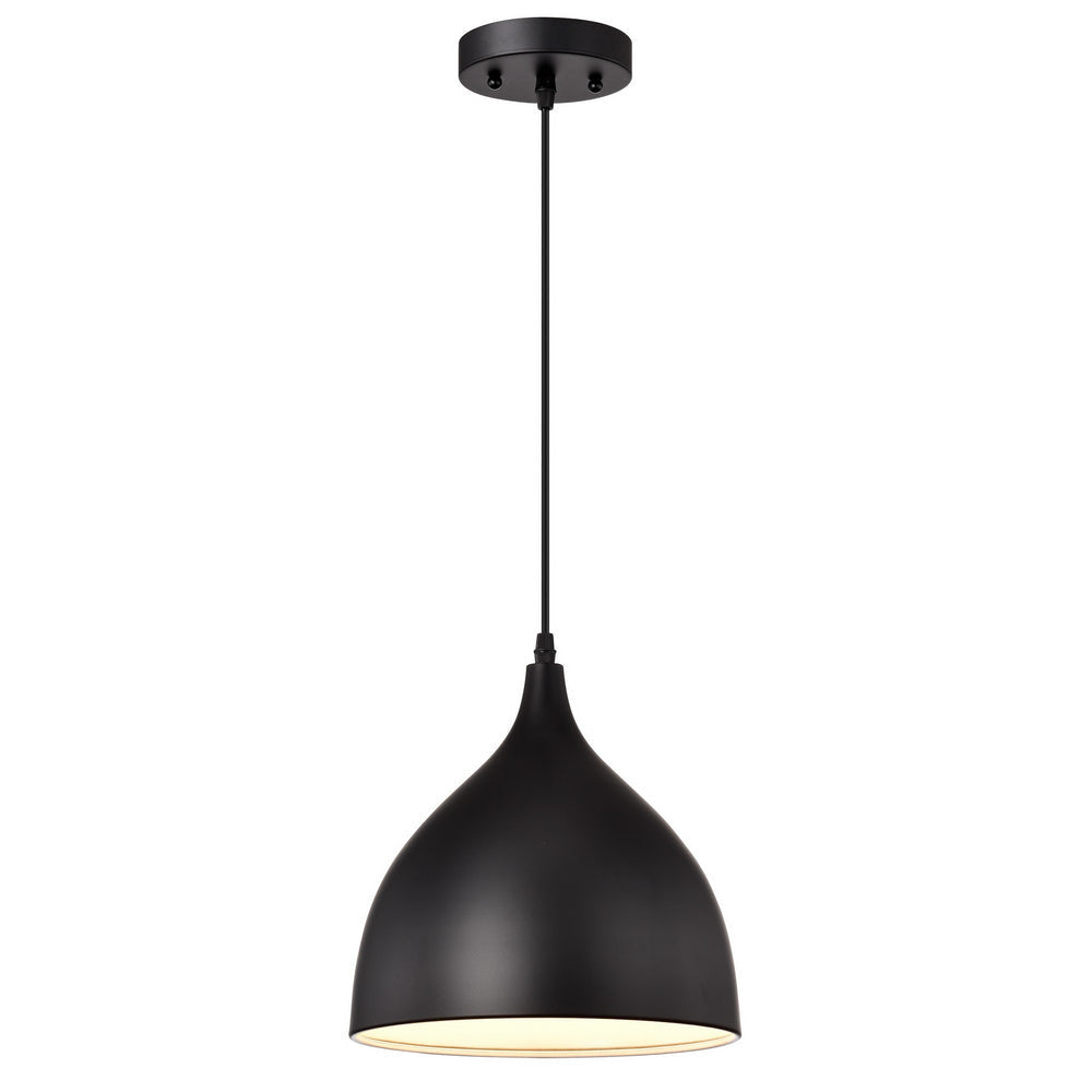Chloe Lighting Walter Industrial 1 Light Textured Black Mini Pendant Ceiling Fixture 10" Wide