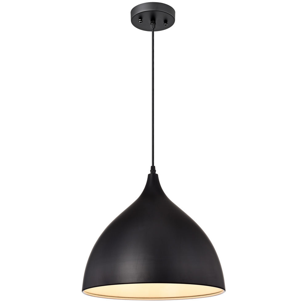 Chloe Lighting Walter Industrial 1 Light Textured Black Mini Pendant Ceiling Fixture 14" Wide