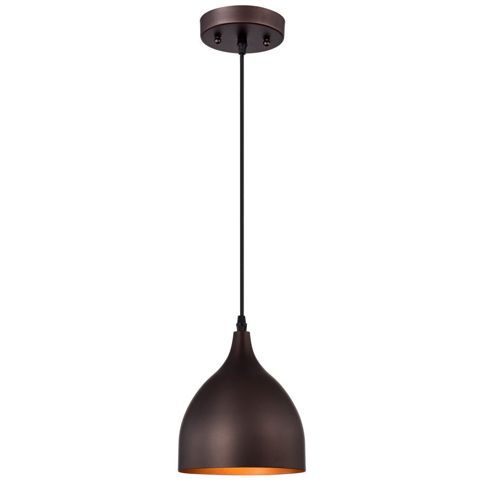 Chloe Lighting Walter Industrial 1 Light Oil Rubbed Bronze Mini Pendant Ceiling Fixture 7" Wide