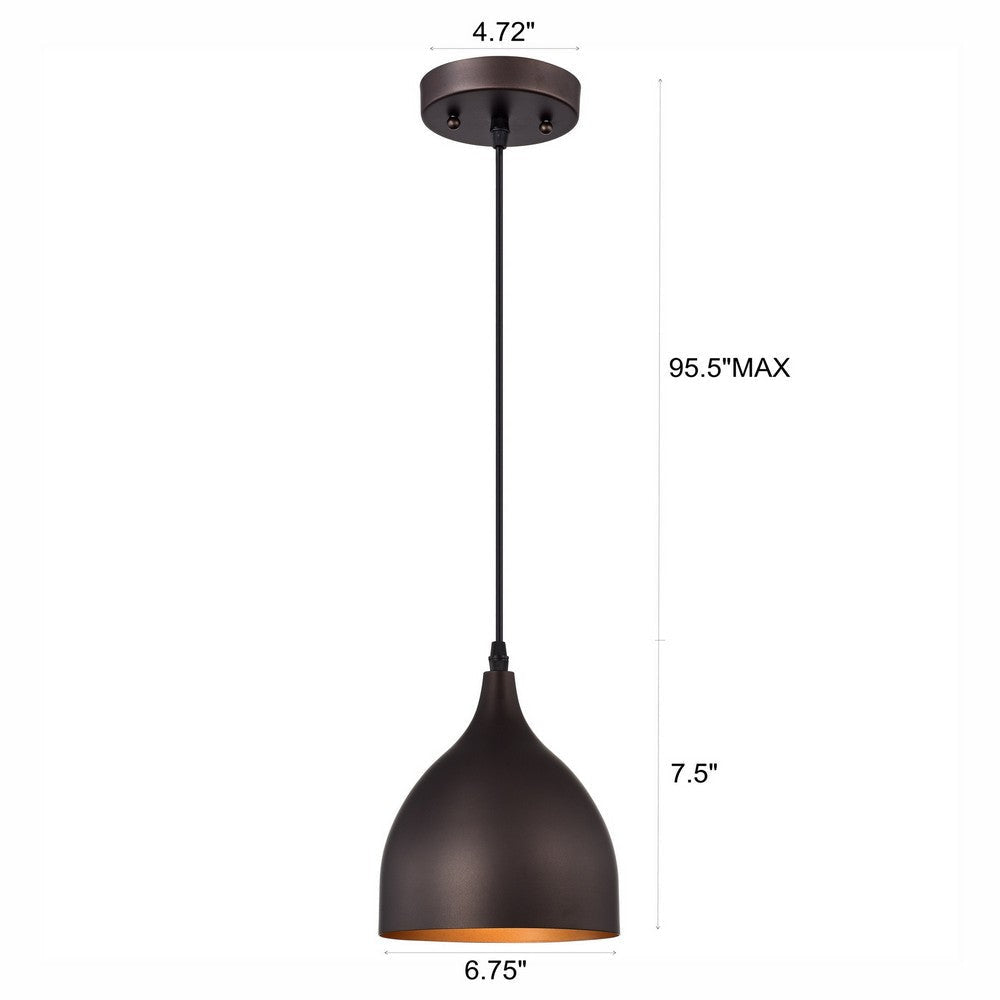 Chloe Lighting Walter Industrial 1 Light Oil Rubbed Bronze Mini Pendant Ceiling Fixture 7’’ Wide CHL-CH58070RB07-DP1