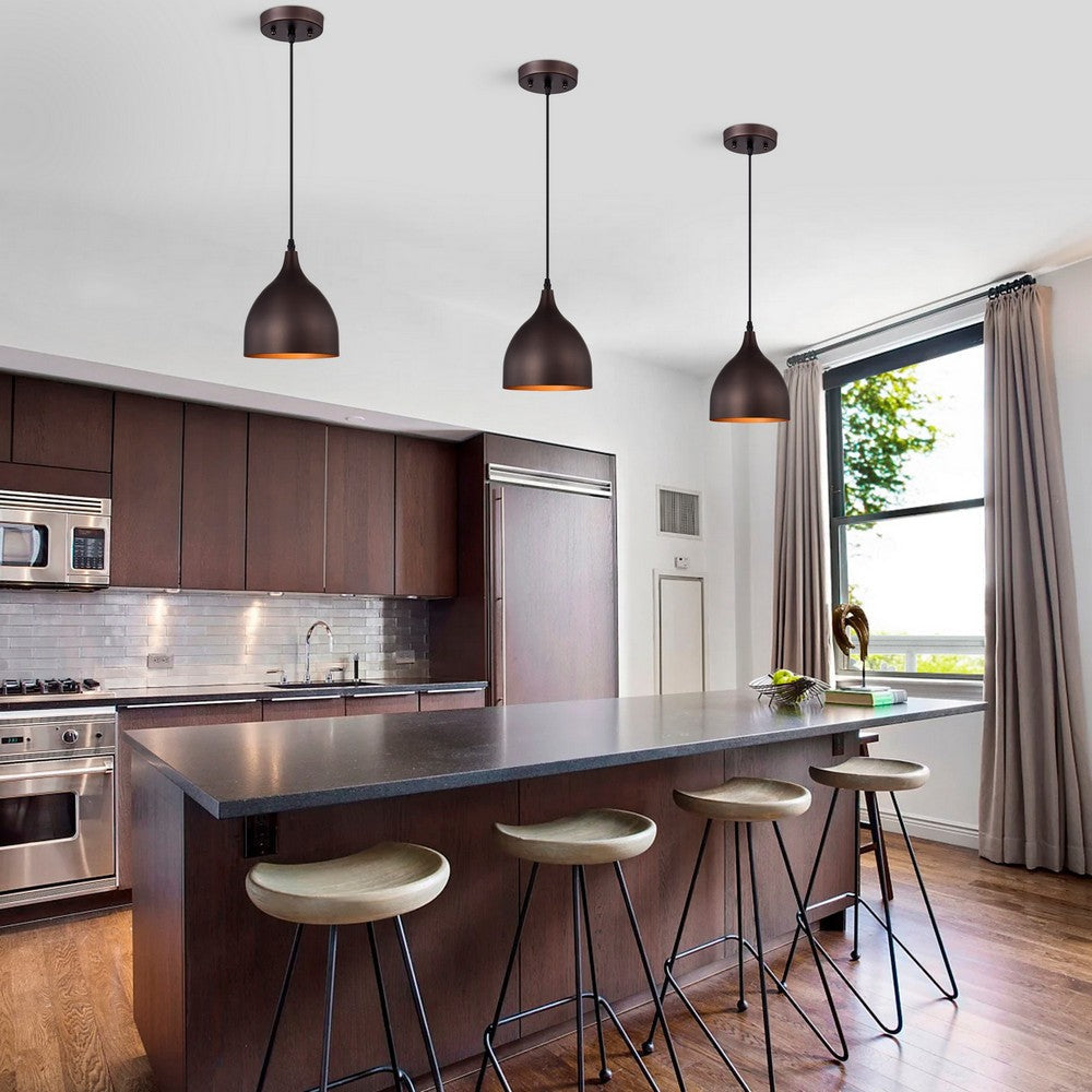 Chloe Lighting Walter Industrial 1 Light Oil Rubbed Bronze Mini Pendant Ceiling Fixture 7’’ Wide CHL-CH58070RB07-DP1