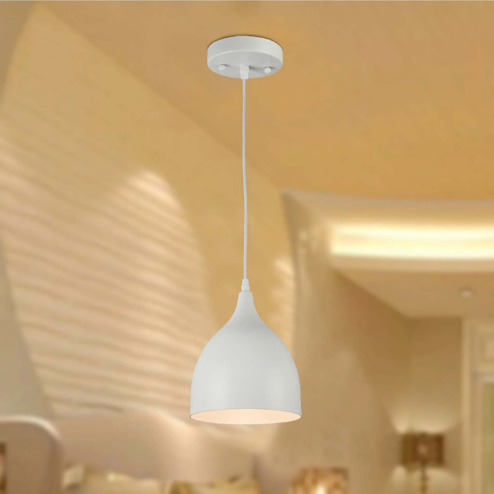 WALTER Industrial Matt White 1 Light Ceiling Pendant 7’’ Wide CHL-CH58070WH07-DP1