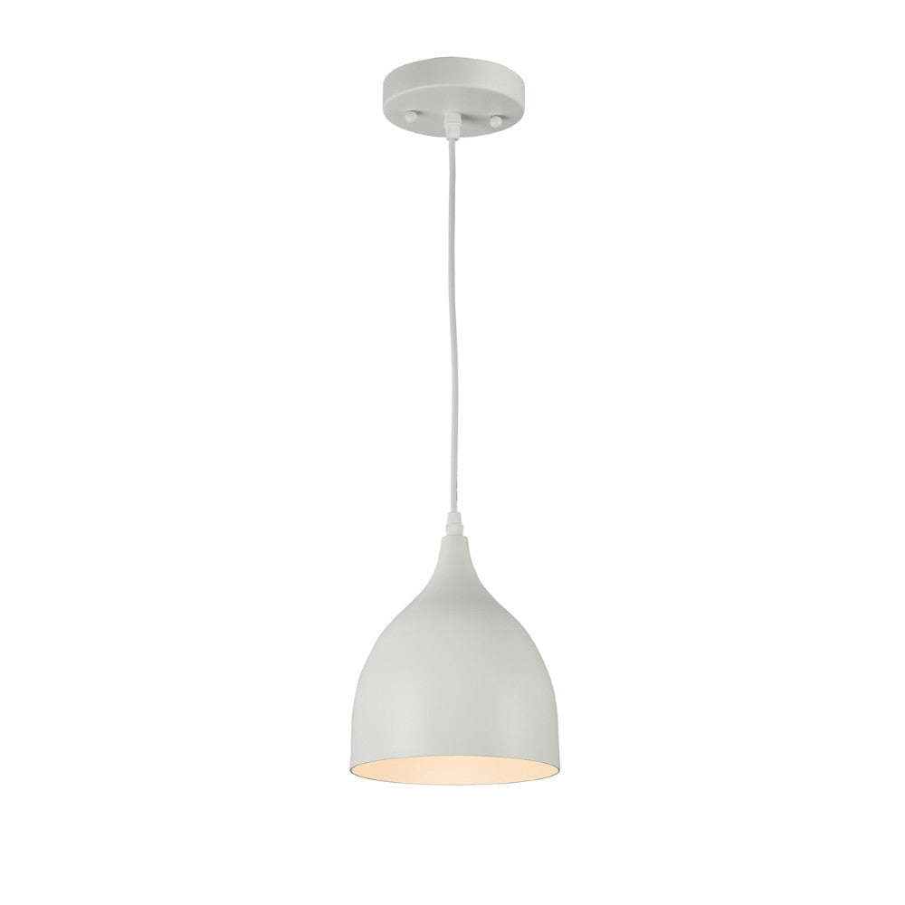 WALTER Industrial Matt White 1 Light Ceiling Pendant 7" Wide