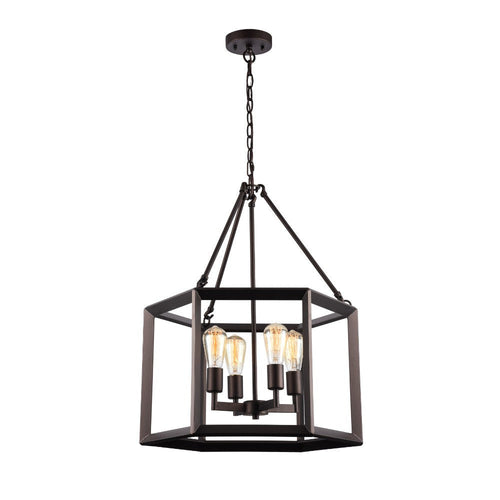 IRONCLAD Industrial-style 4 Light Rubbed Bronze Ceiling Pendant 21" Wide