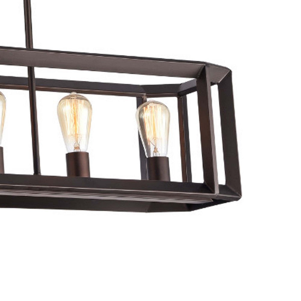 34 Inches Industrial 5 Light Metal Linear Pendant Bronze CHL-CH59059RB34-UP5