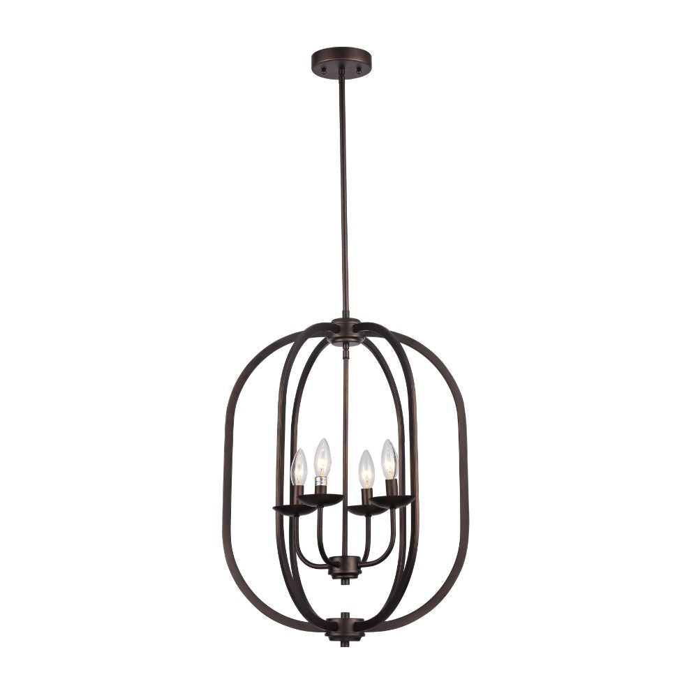 IRONCLAD Industrial-style 4 Light Rubbed Bronze Ceiling Pendant 18" Wide