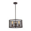 3 Bulb Industrial Style Pendant Light with Metal Mesh Shade, Bronze