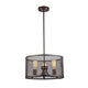 3 Bulb Industrial Style Pendant Light with Metal Mesh Shade, Bronze