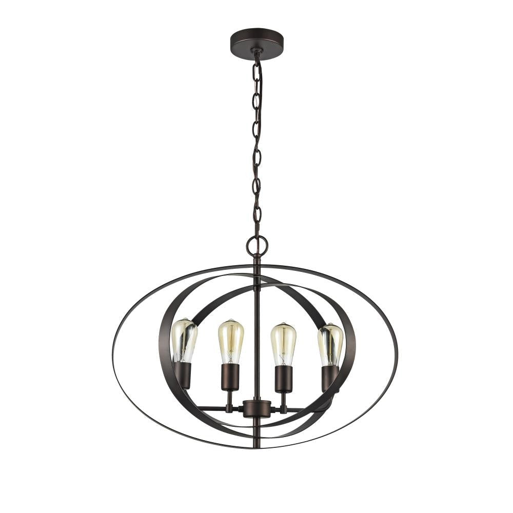 CHLOE Lighting OSBERT Industrial-style 4 Light Rubbed Bronze Ceiling Pendant 24" Wide