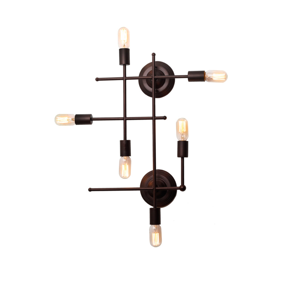 Lighting AYLETT Industrial 6 Light Oil Rubbed Bronze Wall Sconce 26" Wide