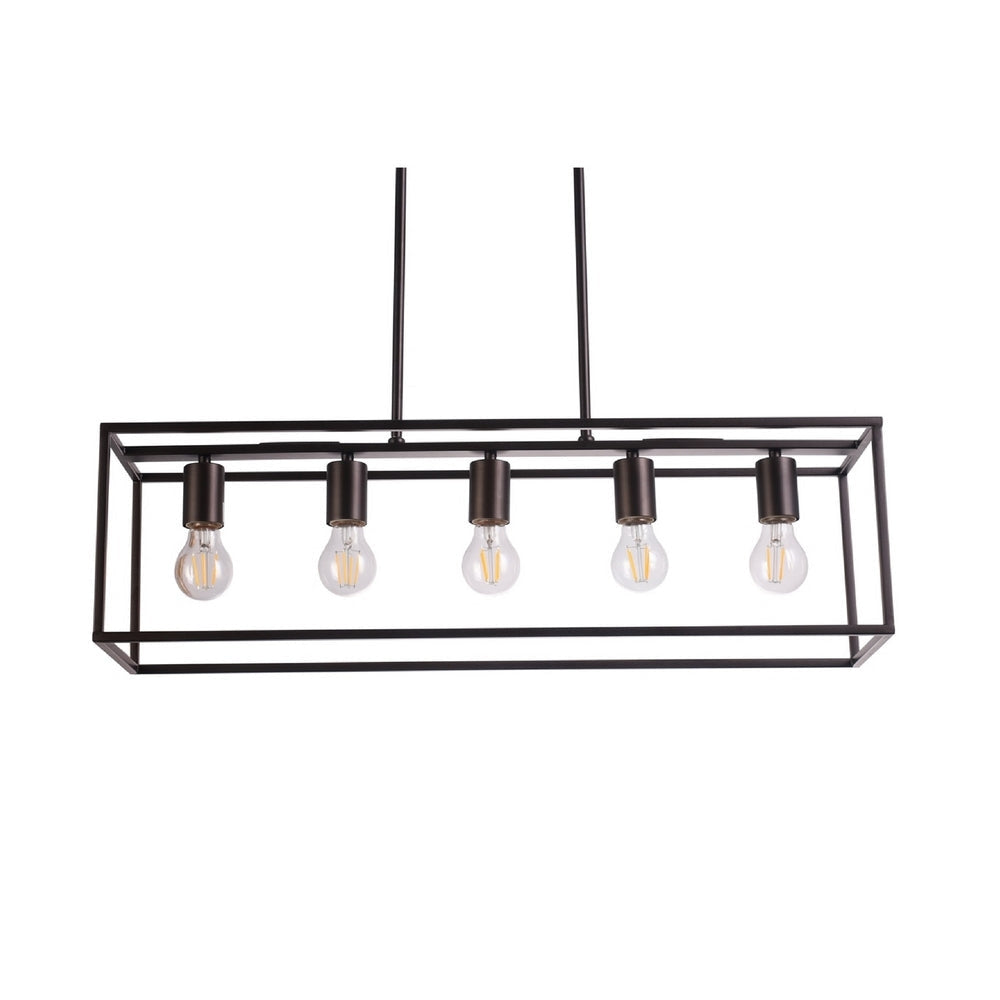CHLOE Lighting IRONCLAD Industrial 5 Light Oil Rubbed Bronze Island Pendant 33’’ Wide CHL-CH6D801RB33-DP5