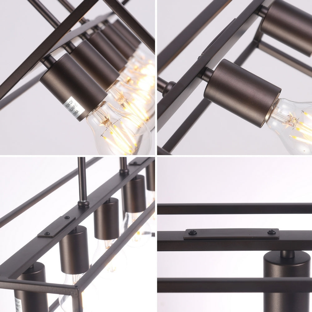CHLOE Lighting IRONCLAD Industrial 5 Light Oil Rubbed Bronze Island Pendant 33’’ Wide CHL-CH6D801RB33-DP5