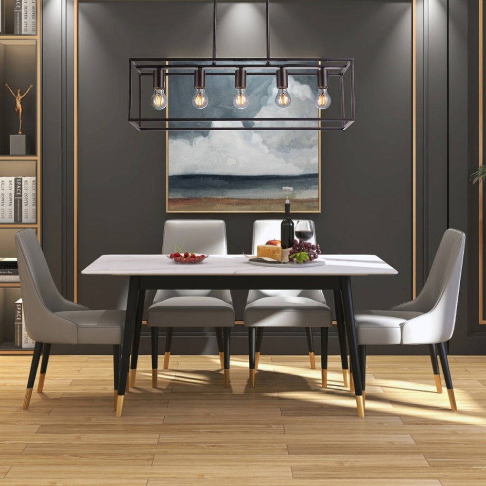 CHLOE Lighting IRONCLAD Industrial 5 Light Oil Rubbed Bronze Island Pendant 33’’ Wide CHL-CH6D801RB33-DP5