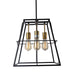 CHLOE Lighting IRONCLAD Industrial 4 Light Matt Black/Gold Trapezoid Ceiling Pendant 15’’ Wide CHL-CH6D803TT15-DP4