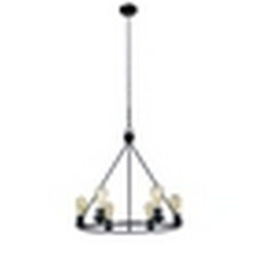 CHLOE Lighting IRONCLAD Industrial-Style Matt Black Finish 6 Light Large Pendant 22’’ Wide CHL-CH6D805BK22-UP6