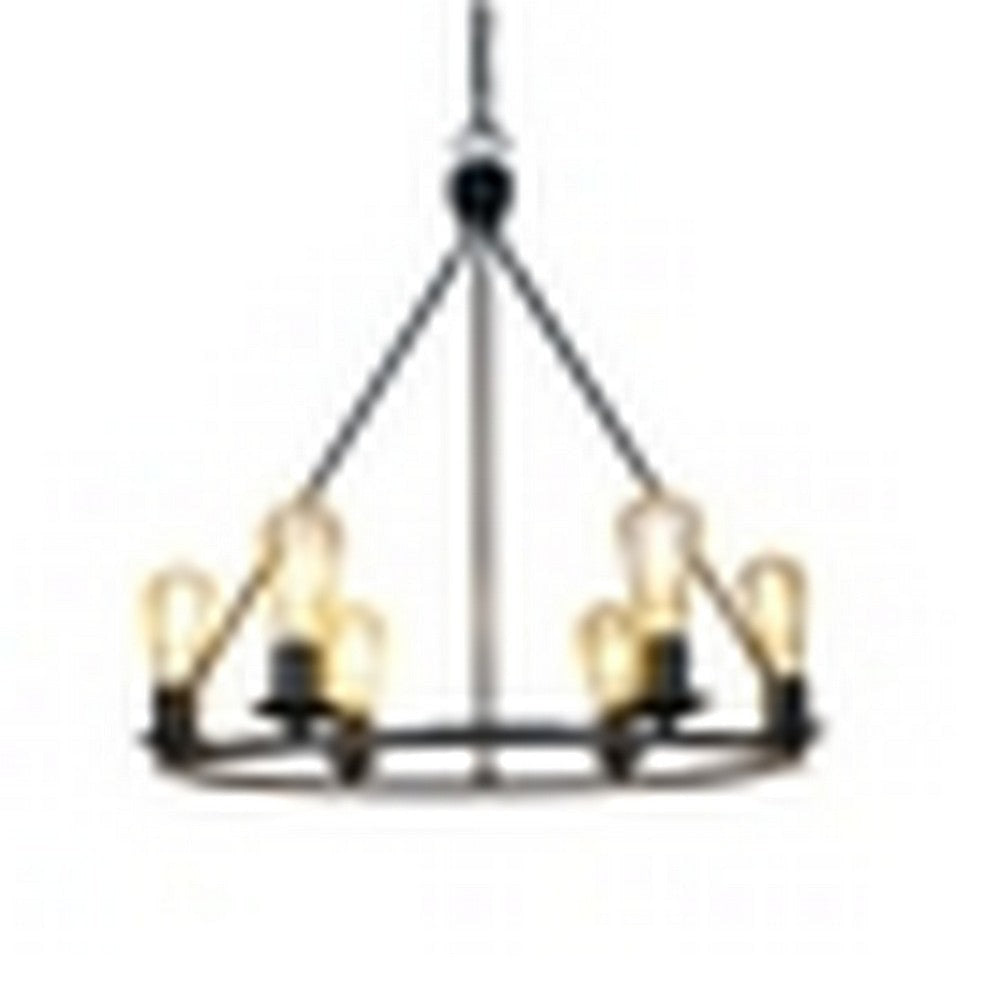CHLOE Lighting IRONCLAD Industrial-Style Matt Black Finish 6 Light Large Pendant 22’’ Wide CHL-CH6D805BK22-UP6