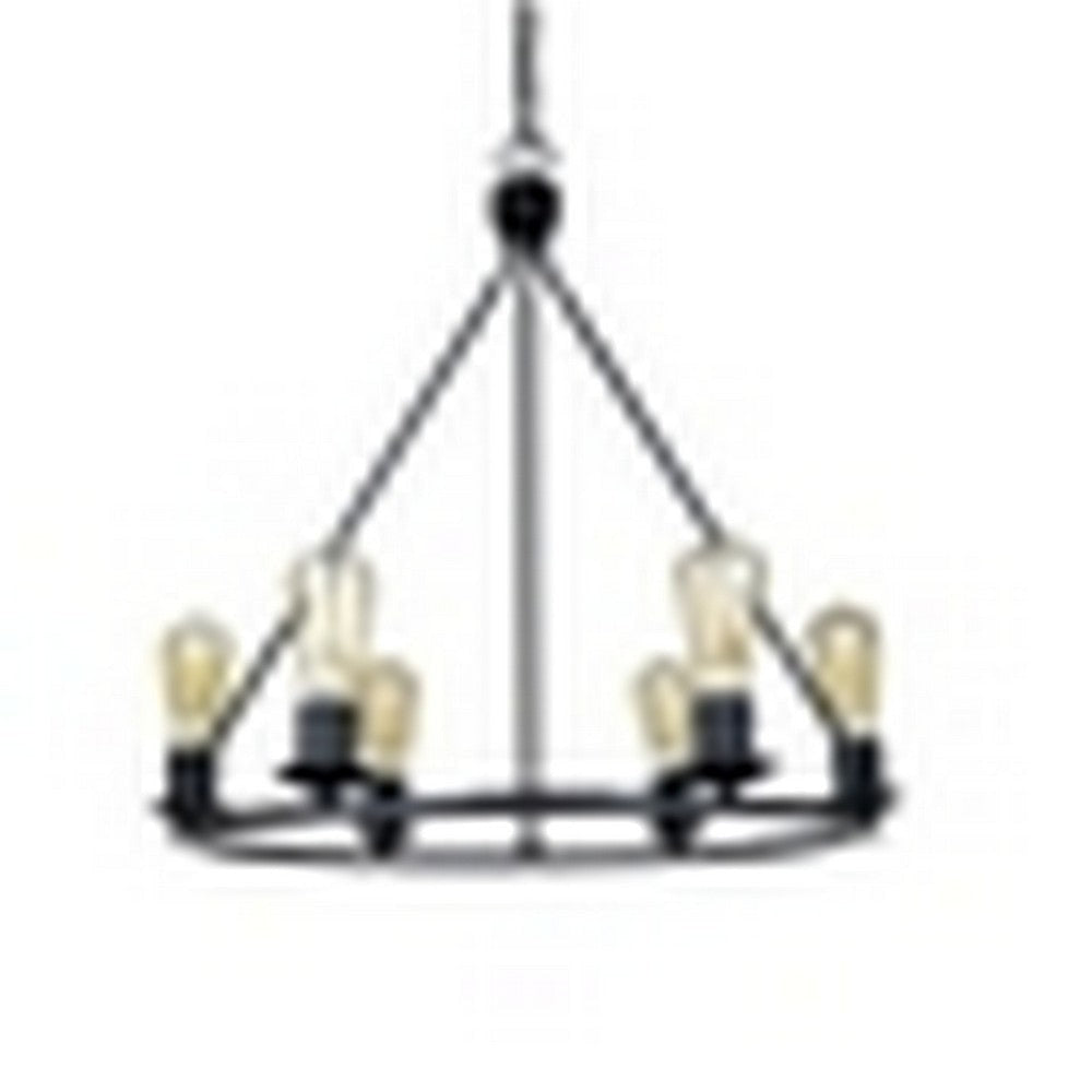 CHLOE Lighting IRONCLAD Industrial-Style Matt Black Finish 6 Light Large Pendant 22’’ Wide CHL-CH6D805BK22-UP6