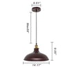 Lighting CYNERIC Industrial 1 Light Oil Rubbed Bronze Ceiling Pendant 14’’ Wide CHL-CH6D837RB14-DP1