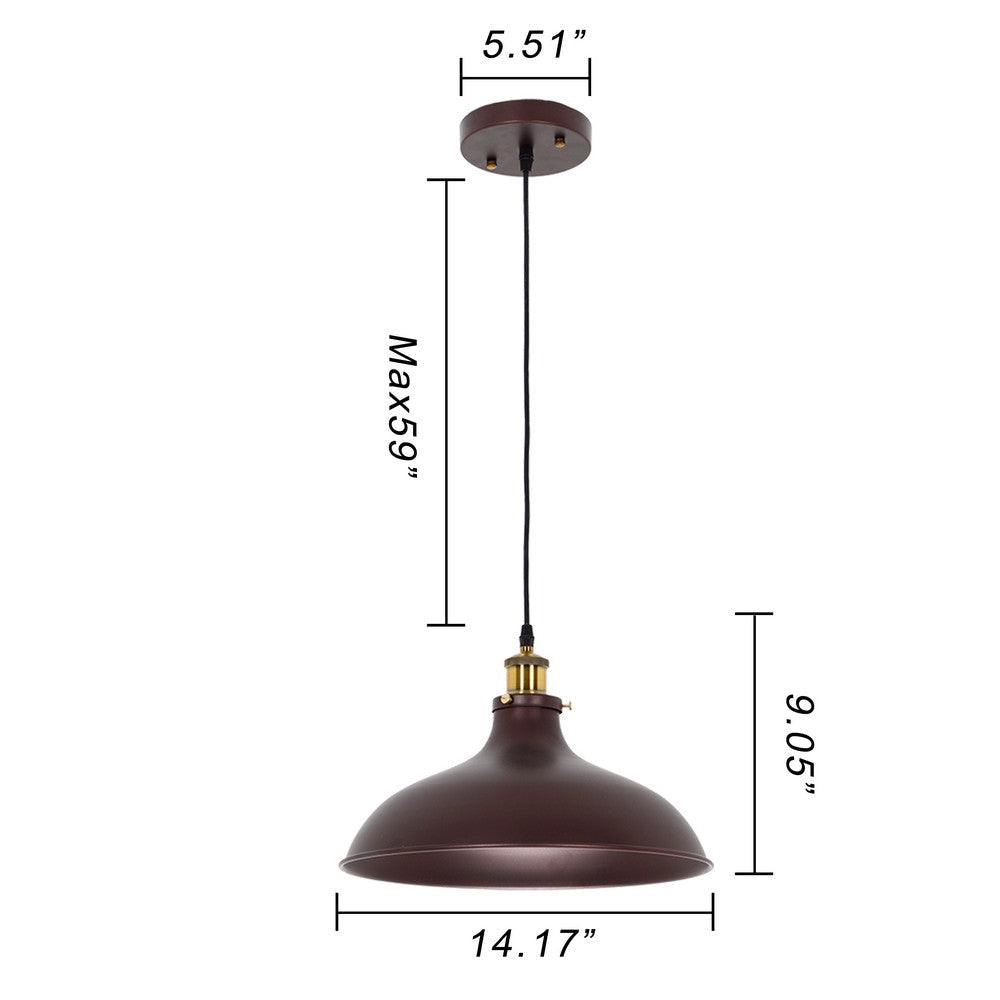 Lighting CYNERIC Industrial 1 Light Oil Rubbed Bronze Ceiling Pendant 14’’ Wide CHL-CH6D837RB14-DP1