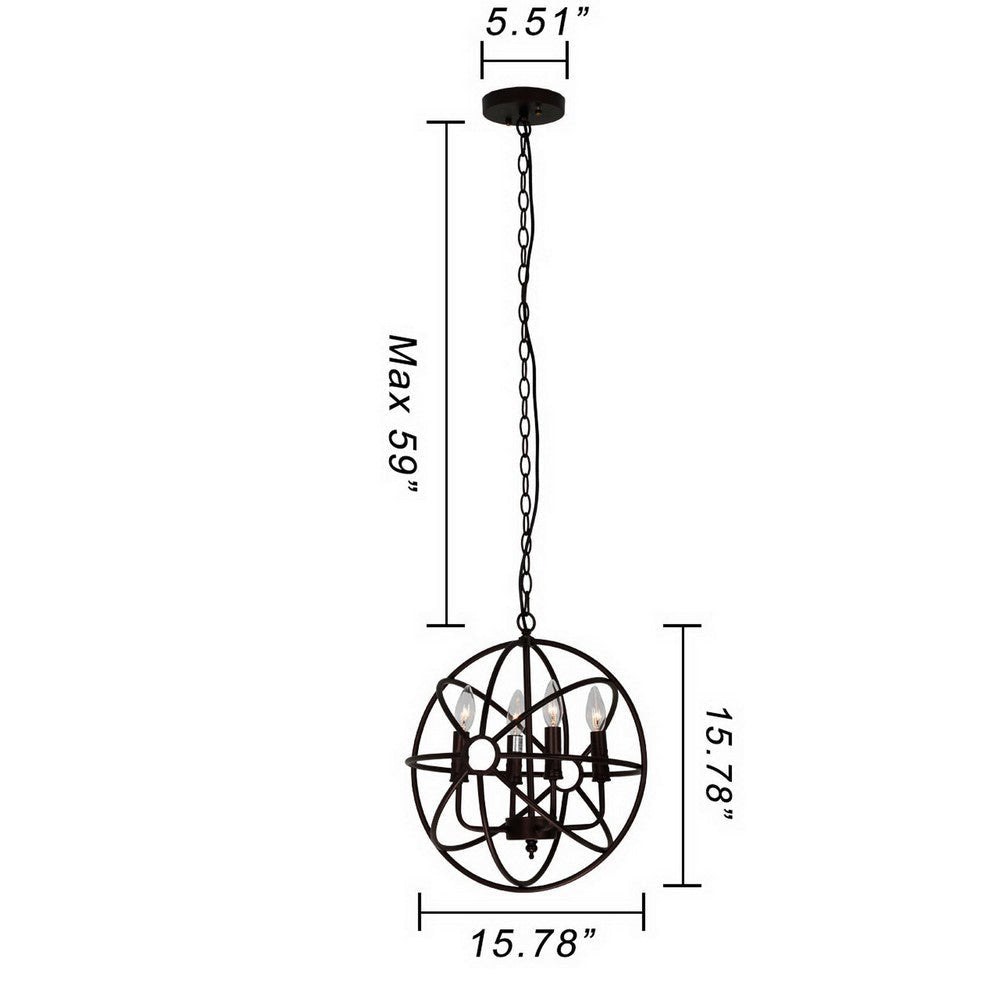 Lighting FREELAND Industrial 4 Light Oil Rubbed Bronze Ceiling Pendant 17’’ Wide CHL-CH6D895RB17-UP4