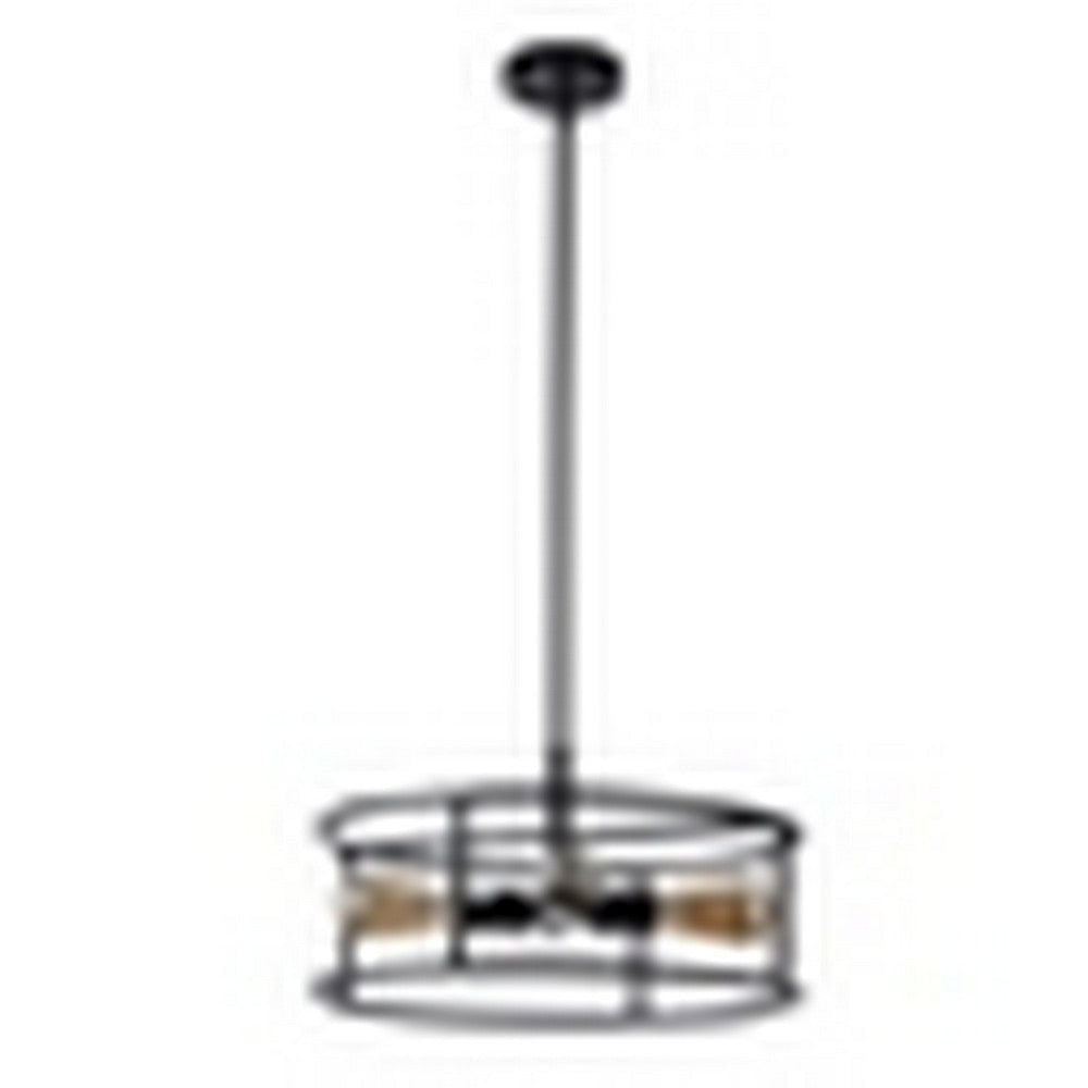CHLOE Lighting RYKER Farmhouse 4 Light Black Drum Ceiling Pendant 18’’ Wide CHL-CH6H401BK18-SF4