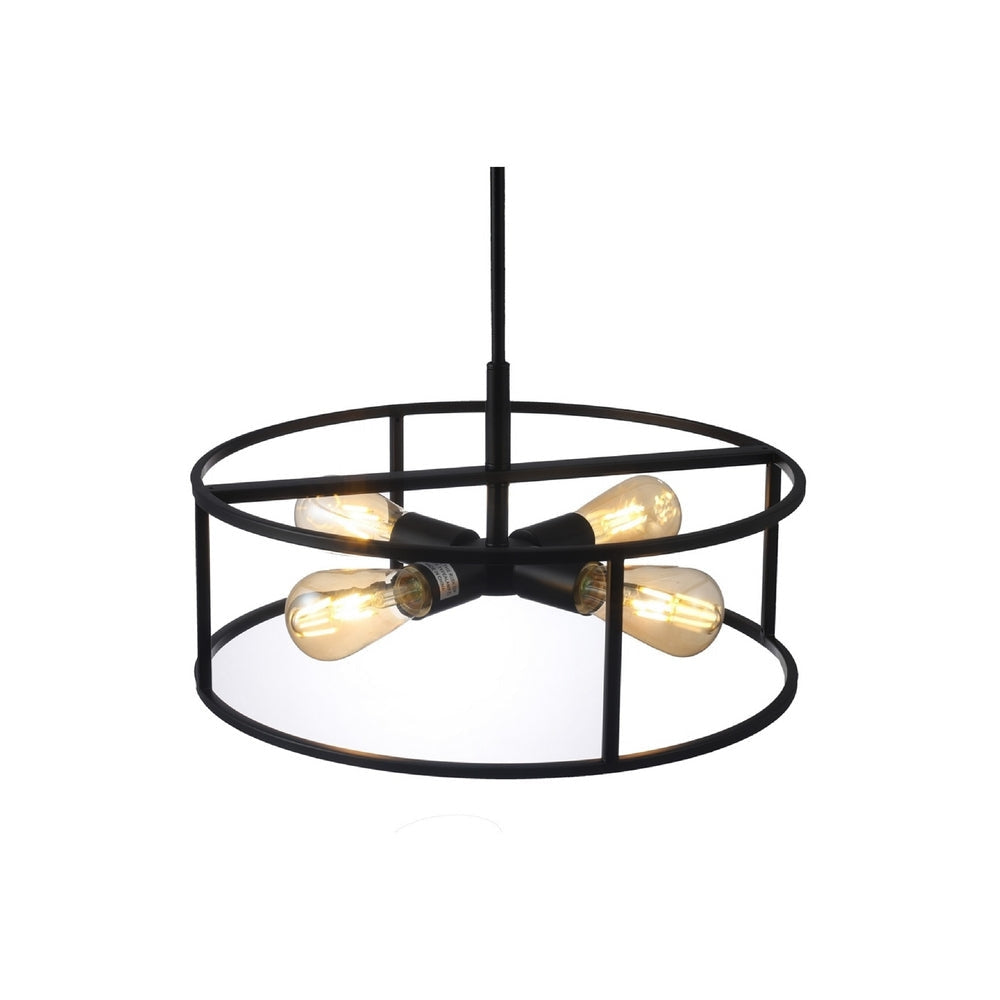 CHLOE Lighting RYKER Farmhouse 4 Light Oil Rubbed Bronze Drum Ceiling Pendant 18’’ Wide CHL-CH6H401RB18-SF4
