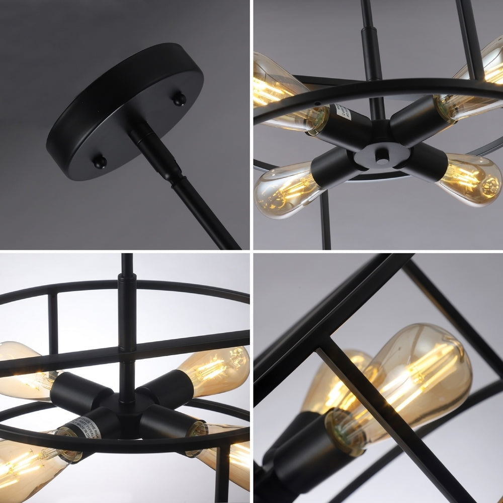 CHLOE Lighting RYKER Farmhouse 4 Light Oil Rubbed Bronze Drum Ceiling Pendant 18’’ Wide CHL-CH6H401RB18-SF4