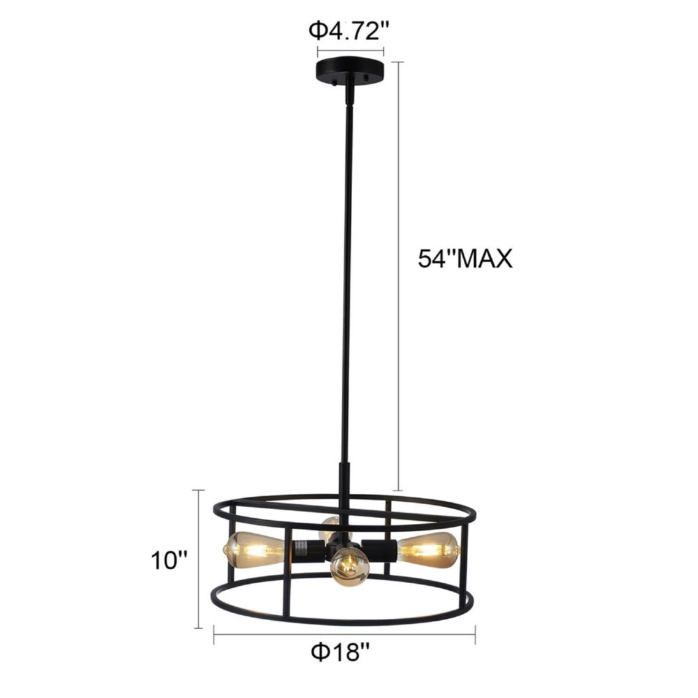 CHLOE Lighting RYKER Farmhouse 4 Light Oil Rubbed Bronze Drum Ceiling Pendant 18’’ Wide CHL-CH6H401RB18-SF4