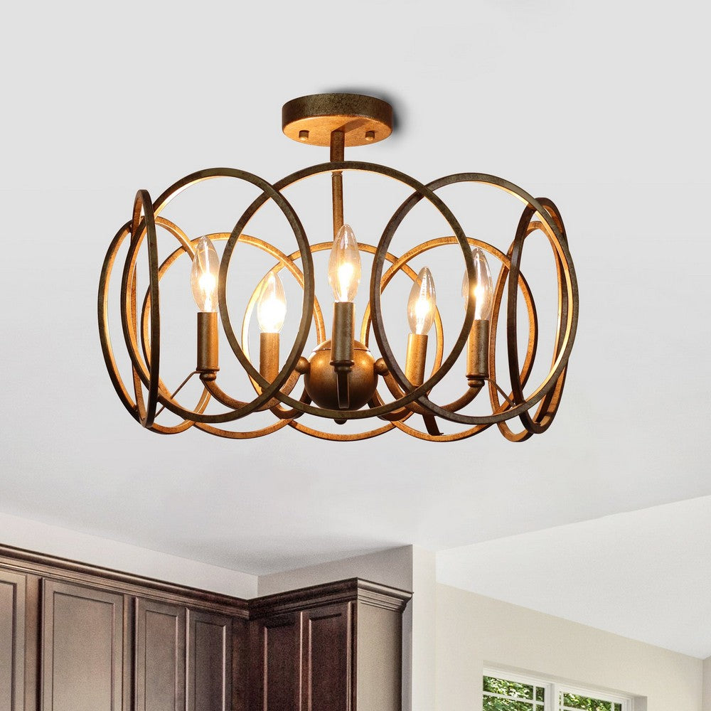 CH6H402AB24-SF5 Antique Brass Semi Flush Mount