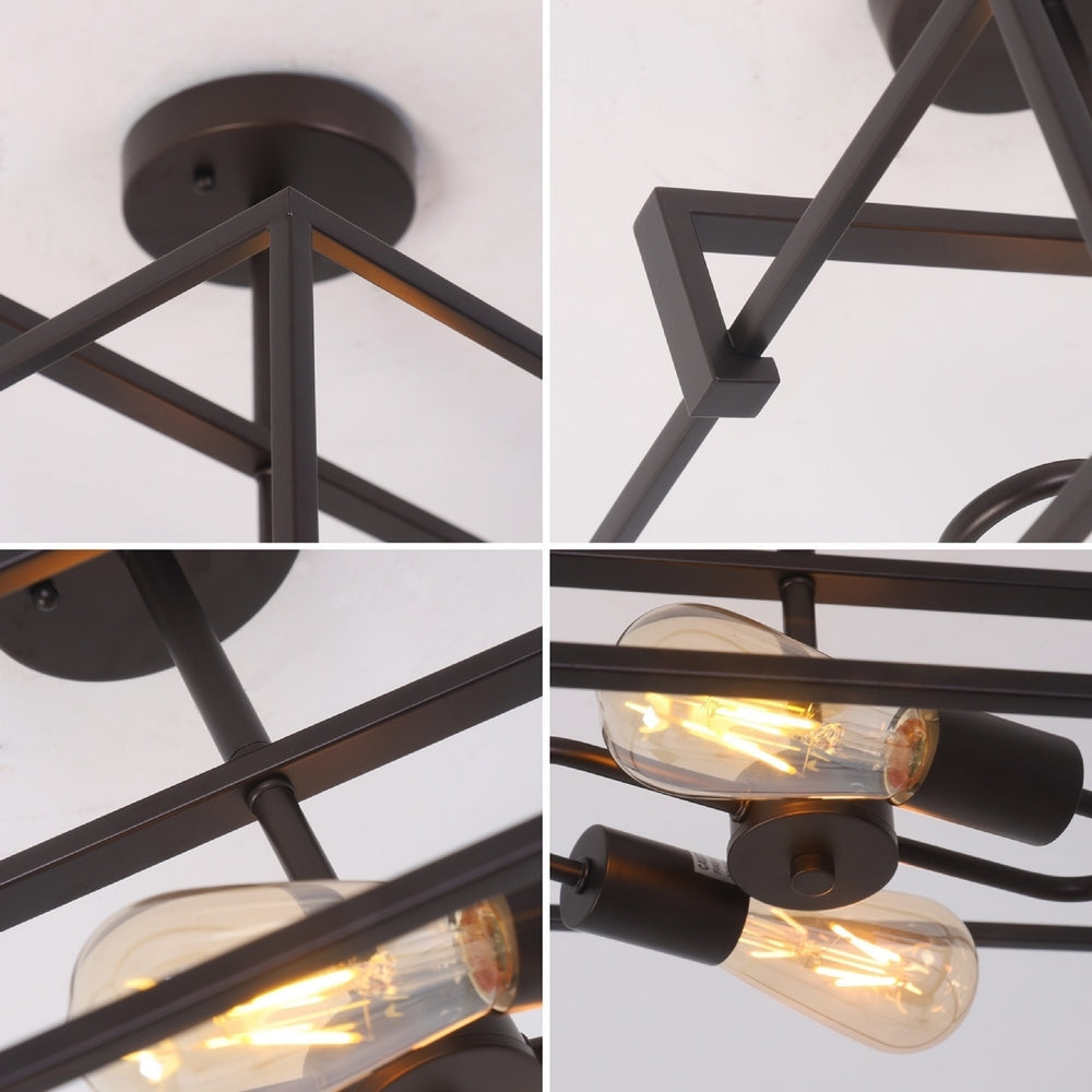 CHLOE Lighting NOLAN Farmhouse 2 Light Black Square Semi-Flush Ceiling Pendant 14.25’’ Wide CHL-CH6H410BK14-SF2