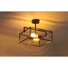 CHLOE Lighting NOLAN Farmhouse 2 Light Black Square Semi-Flush Ceiling Pendant 14.25’’ Wide CHL-CH6H410BK14-SF2