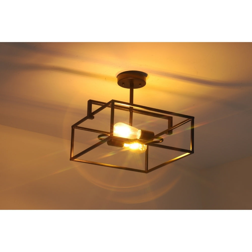CHLOE Lighting NOLAN Farmhouse 2 Light Black Square Semi-Flush Ceiling Pendant 14.25’’ Wide CHL-CH6H410BK14-SF2