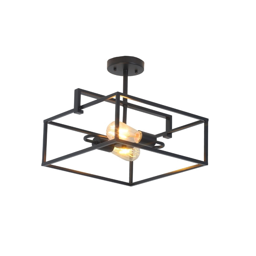 Buy NOLAN 2 Light Black Semi-Flush Pendant 14.25 Inch Wide | Free Shipping, image size:1000x1000